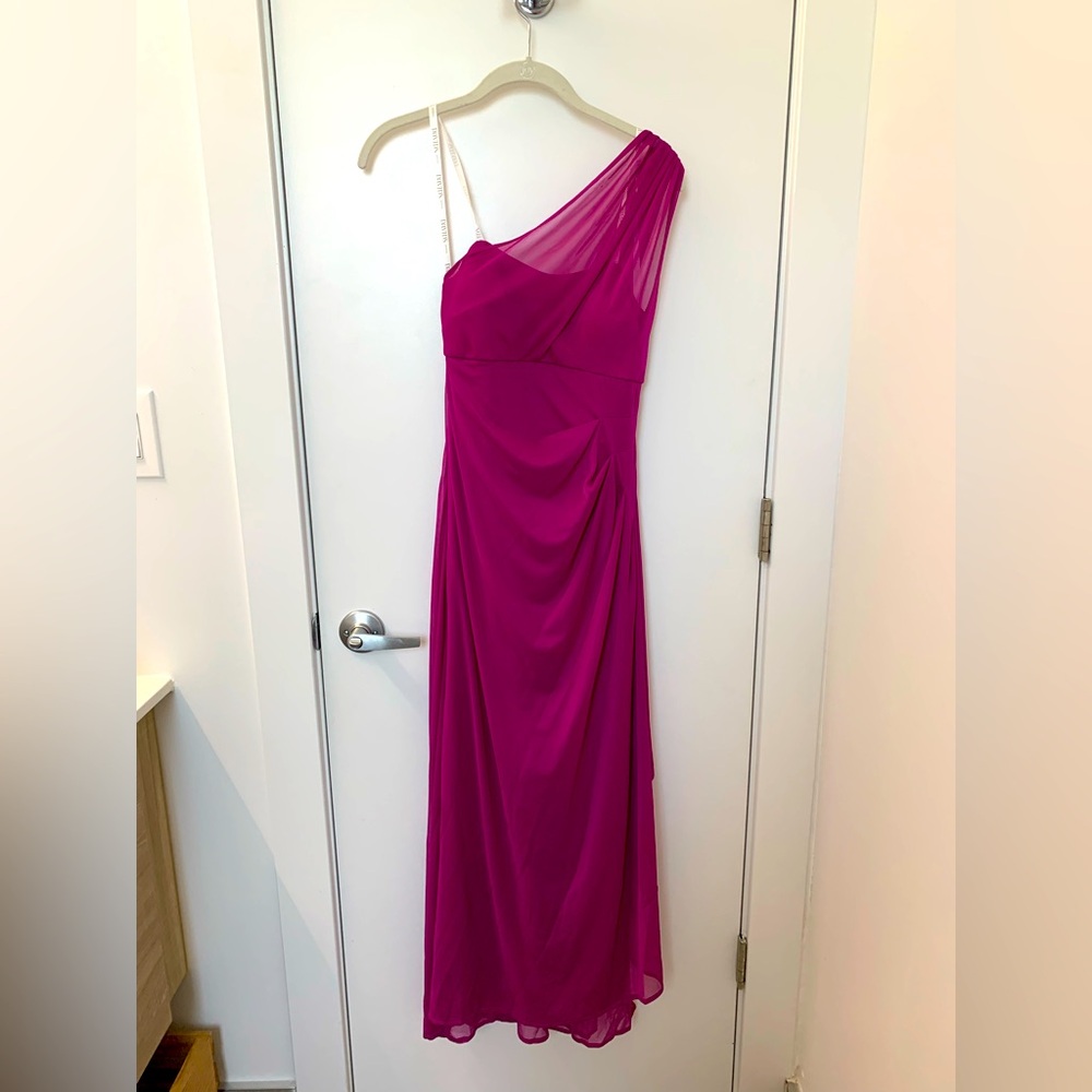 David's Bridal One-Shoulder Magenta Dress